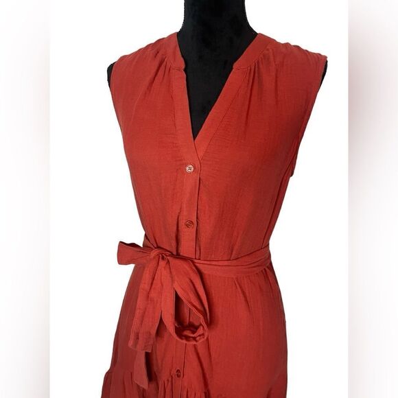 NWT ANTHROPOLOGIE DREW VNECK BUTTON UP RUFFLED MINI DRESS WITH TIE SIZE SMALL - Picture 4 of 11